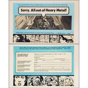 Vintage 1979 HEAVY METAL MAGAZINE Subscription Order Form / Clean Mint Condition